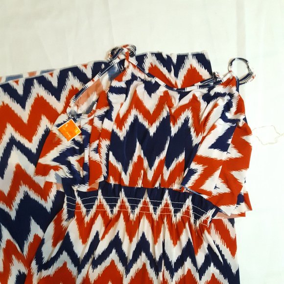 West Loop Size Large Red White Blue Print Maxi Dress NWT - Picture 6 of 15